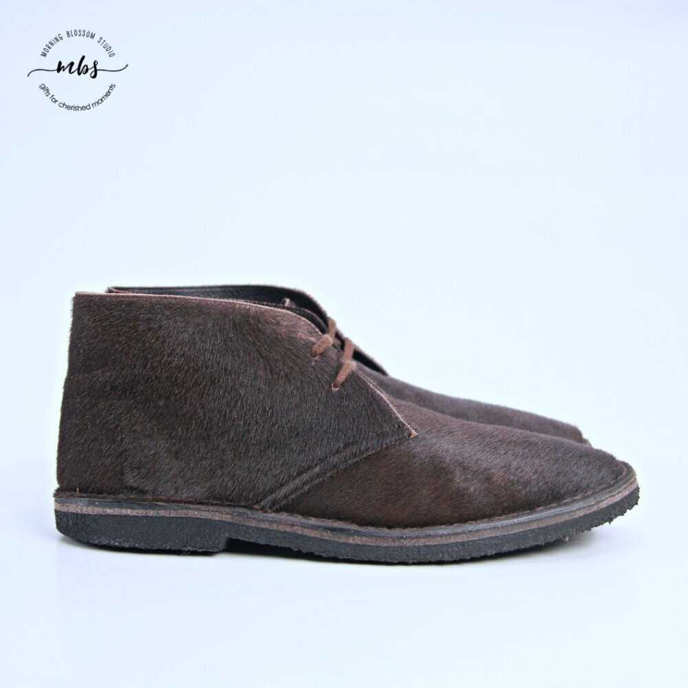 J. Crew Macalister Pony Hair Desert‎ Boots Made In Italy Brown Men 11.5*